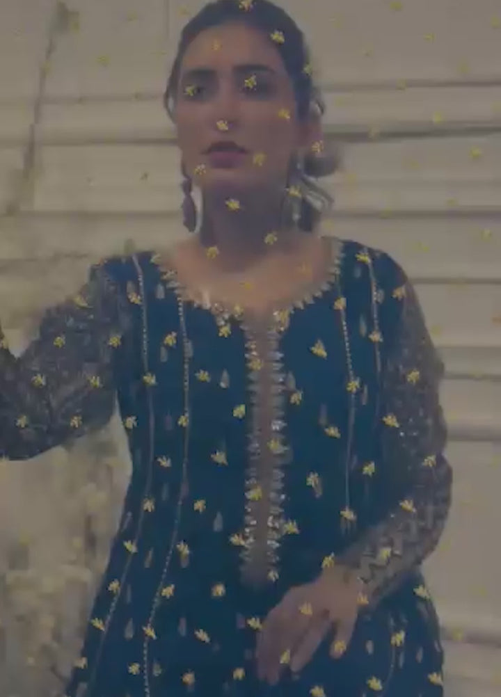 Rasm e Henna by Al Siyaab RTW Embroidered Chiffon 3 Piece Suit Bahaar Peacock - Festive Collection