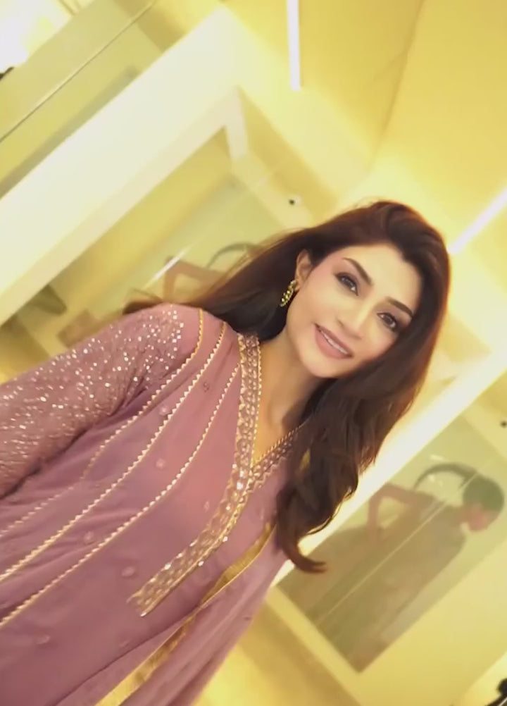Mommy and Me by Abaan Zohan RTW Embroidered Chiffon 3 Piece Suit Kashish Lilac - Festive Collection
