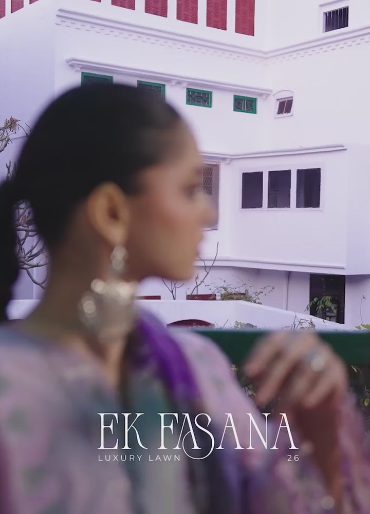 Ek Fasana by Kahf Premium Unstitched Embroidered Luxury Lawn 3 Piece Suit KHF26UFL KLB 4A MEHAK - Festive Collection