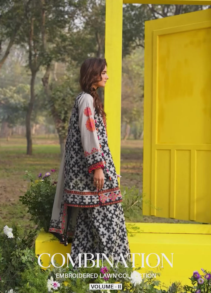 Combination by Charizma Unstitched Embroidered Lawn 3 Piece Suit CHR26UCL CC6-13 - Summer Collection