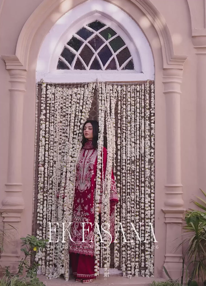 Ek Fasana by Kahf Premium Unstitched Embroidered Luxury Lawn 3 Piece Suit KHF26UFL KLB-1B MAHRANI - Festive Collection