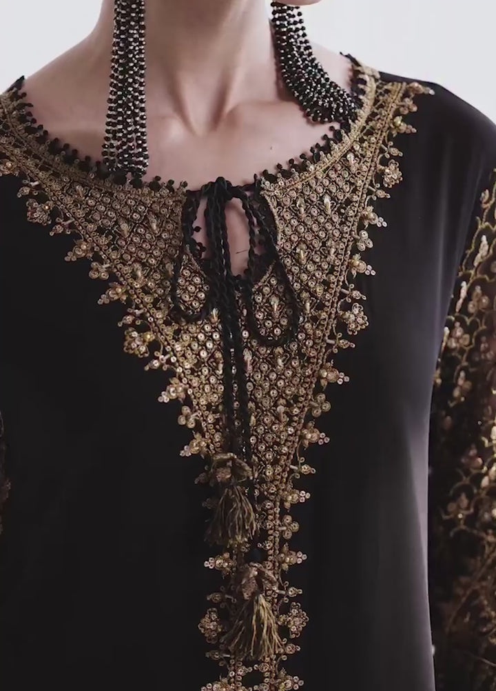 Qalamkar Unstitched Embroidered Chiffon 3 Piece Suit QLK26UCF Waliya QCC-06 - Festive Collection