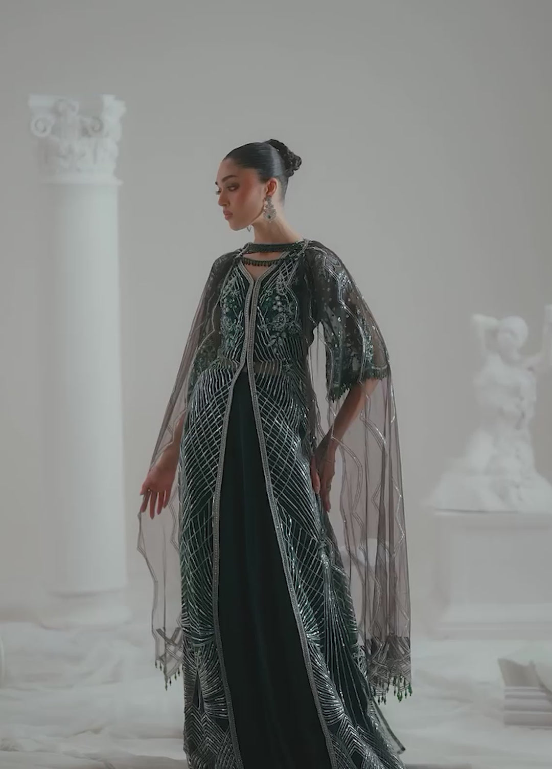 Elyse by Zariya Unstitched Embroidered Net 3 Piece Suit ZA26UEW Emeralda ZSU-6302 - Wedding Collection