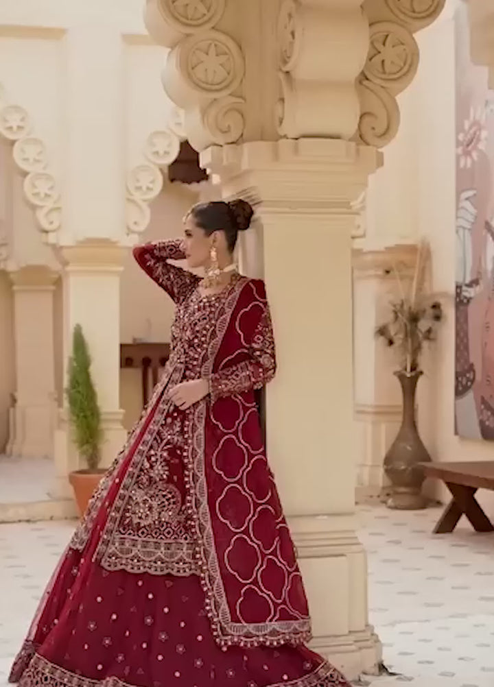 Diara Couture Pret Embroidered Chiffon 3 Piece Suit Crimson Majesty - Pssl-01-05