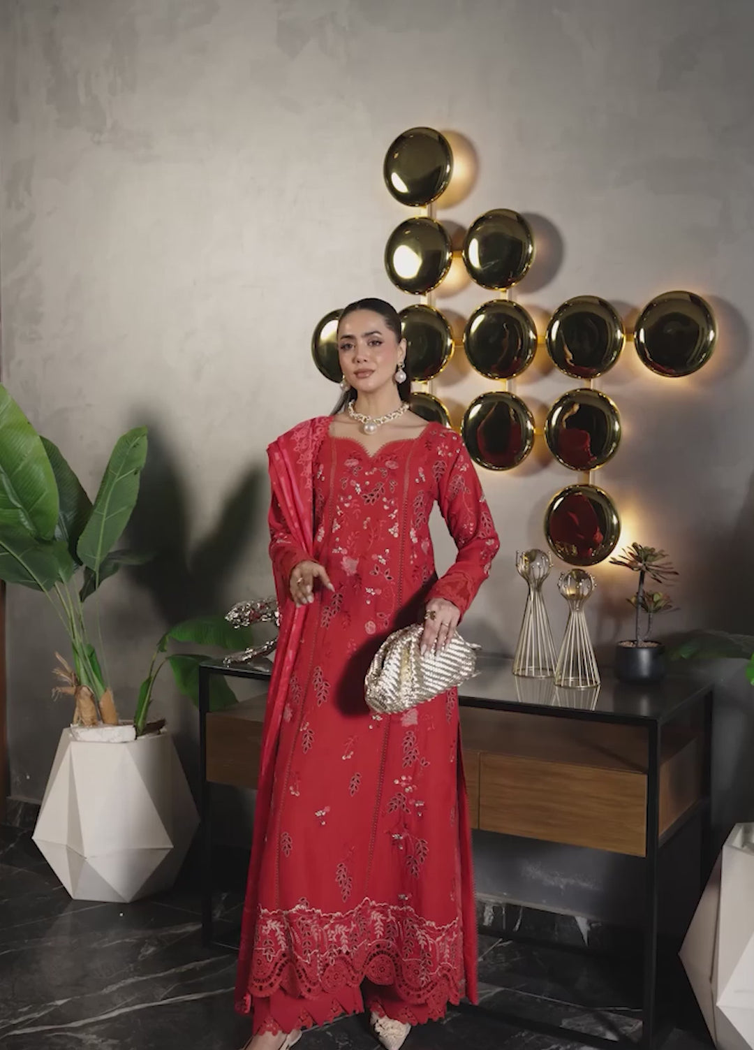 Aylin Unstitched Embroidered Luxury Lawn 3 Piece Suit AYL26UL D10 Crimson Charm - Summer Collection