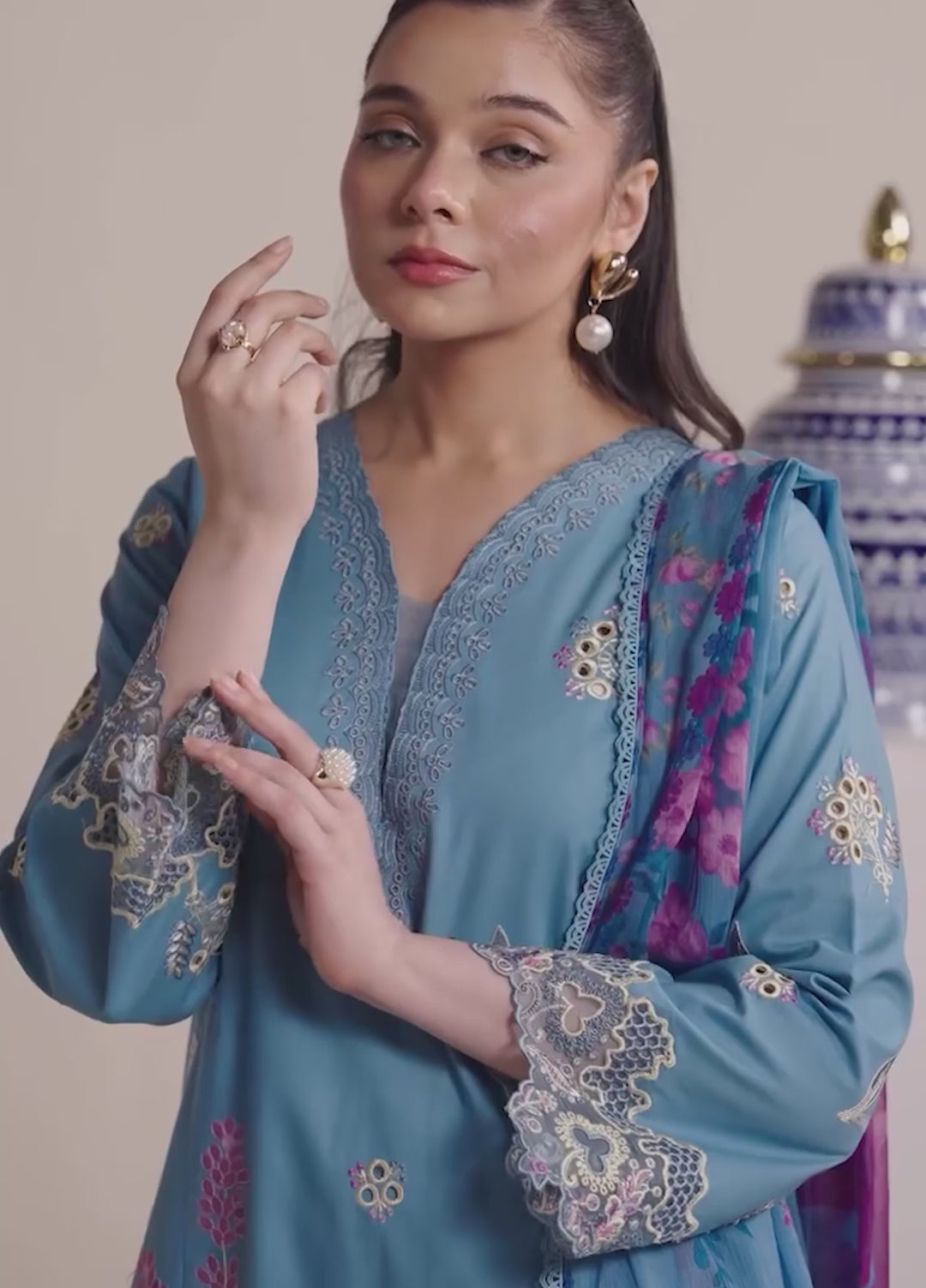 Whispers of Summer by Neeshey Unstitched Embroidered Luxury Lawn 3 Piece Suit NSH26ULW SKYLA - Summer Collection