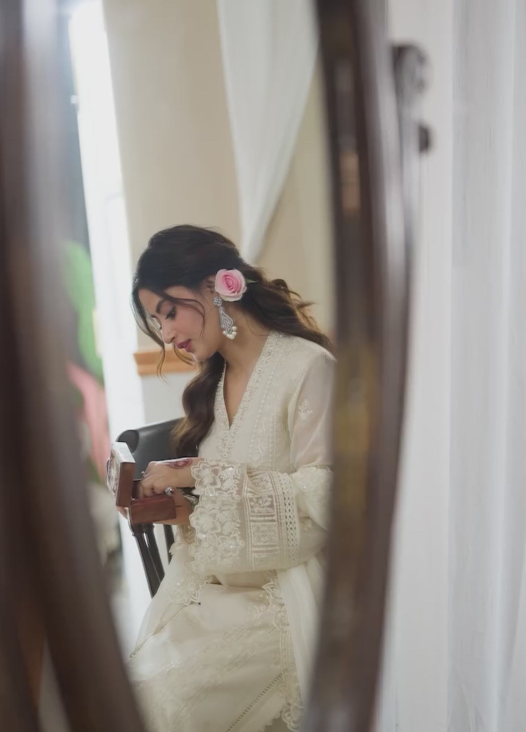 Eid Ensembles by Azure Unstitched Embroidered Khaddi Net 3 Piece Suit AZ26UEE ES-136 Ivory Petal - Eid Collection