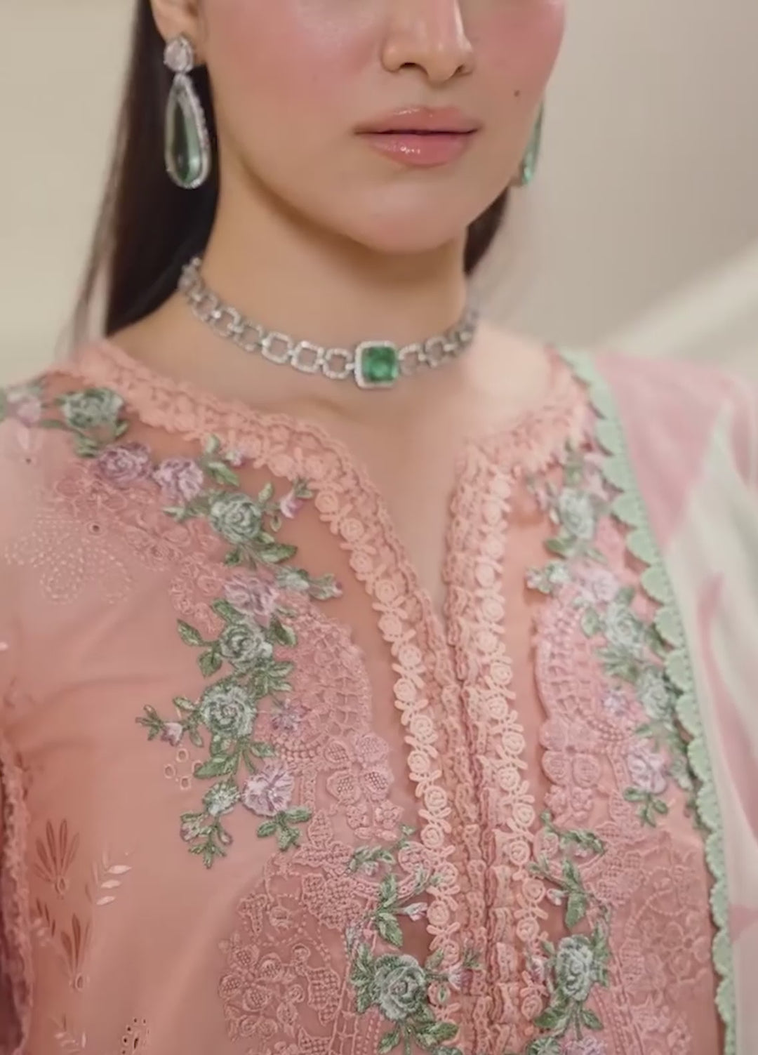 E-Craft by Elaf Unstitched Embroidered Lawn 3 Piece Suit EHC-3B Dustrose - Casual Collection