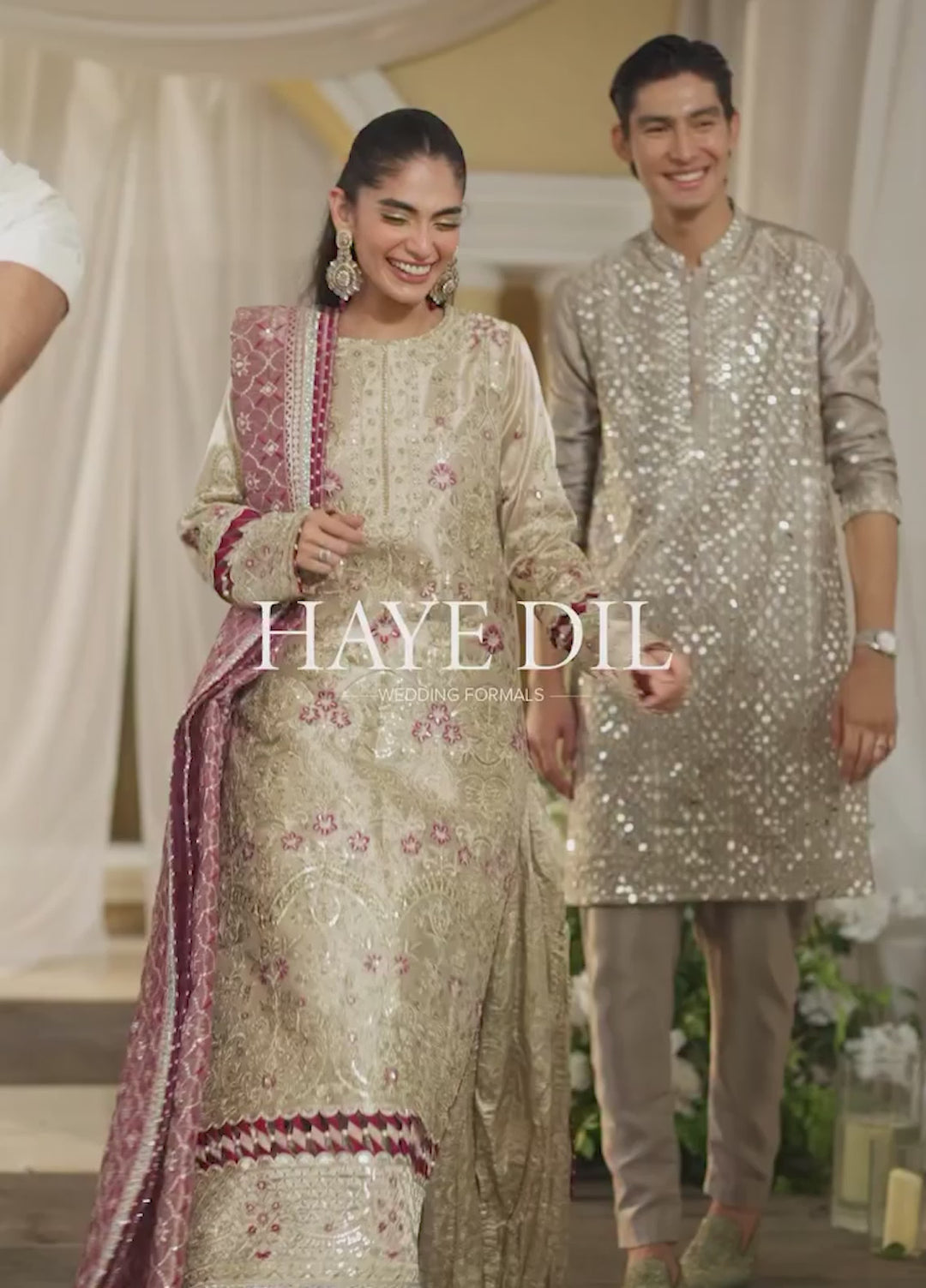 Haye Dil by Sahane Embroidered Lama Tissue Suits Unstitched 4 Piece SNE25HD CT 29005 Gold Love - Formals Collection