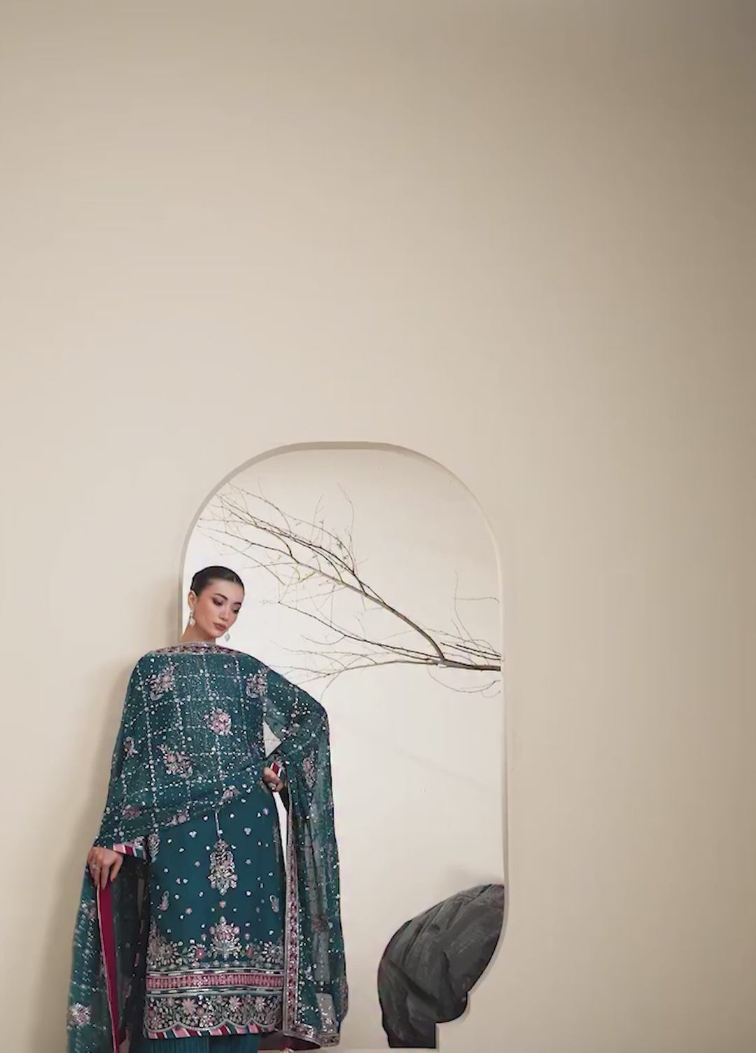 Kalani by Xenia Formals Unstitched Embroidered Chiffon 3 Piece Suit XE26UKW 05-YONA - Wedding Collection