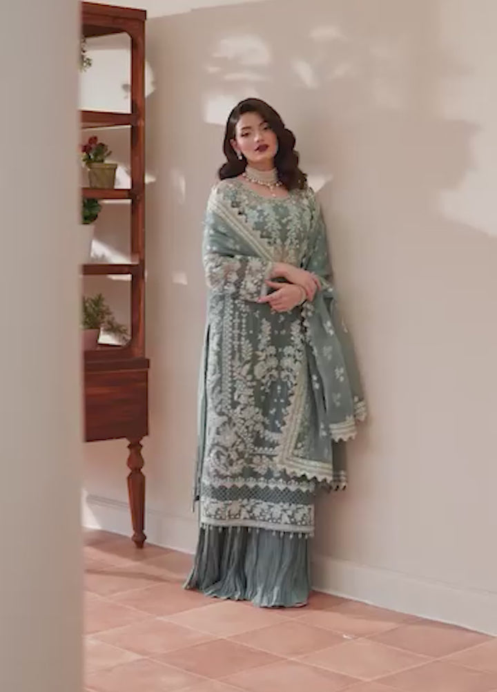 Yashfa Unstitched Hand Work Organza 4 Piece Suit MAHE NOOR - Wedding Collection
