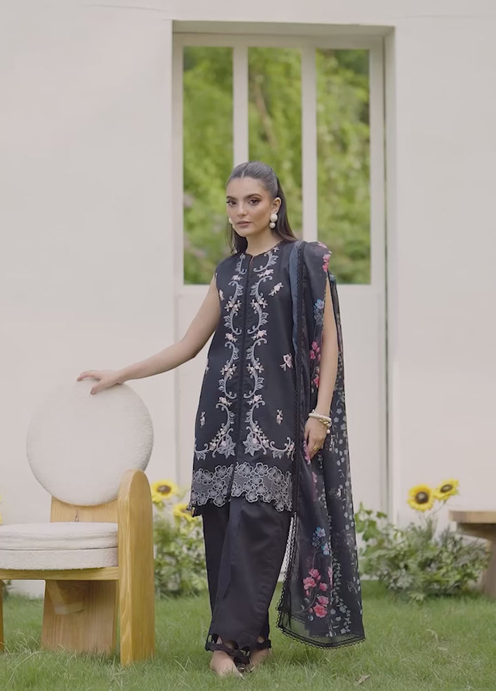Eden by Asifa Nabeel Embroidered Cambric Suits Unstitched 3 Piece AN25ED ECC-02 Ink Blossom - Winter Collection