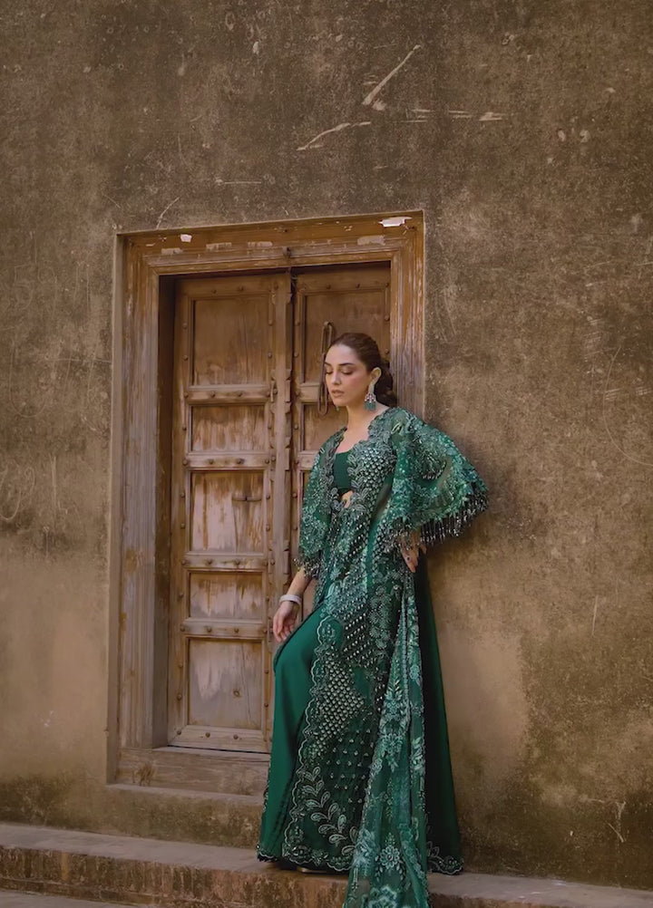 Crimson Unstitched Embroidered Organza 3 Piece Suit CR26UW D-3 Zamard Emerald - Festive Collection