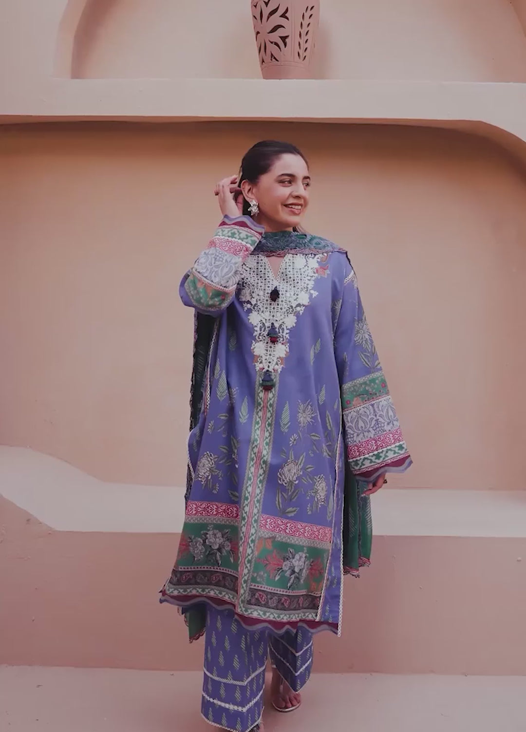 Summer in Bloom By Roheenaz Unstitched Printed Lawn 3 Piece Suit RN26USBL 35B Rosewater Bloom - Festive Collection