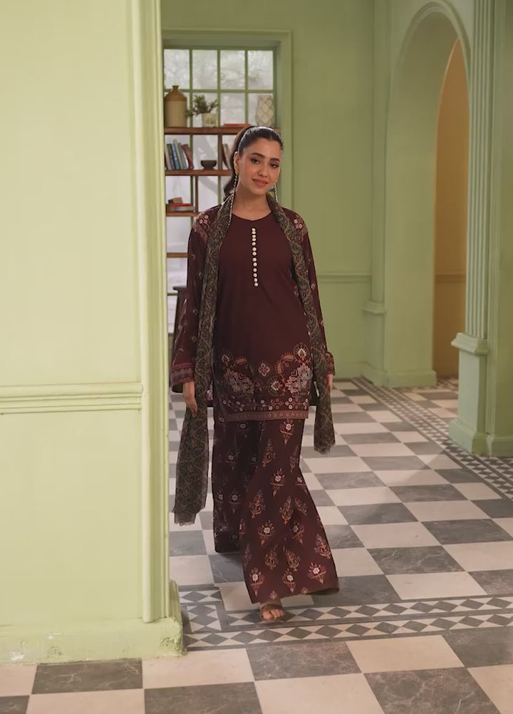 Retro by Maria Osama Khan RTW Printed Grip 3 Piece Suit MOK26PR Haze - Casual Collection