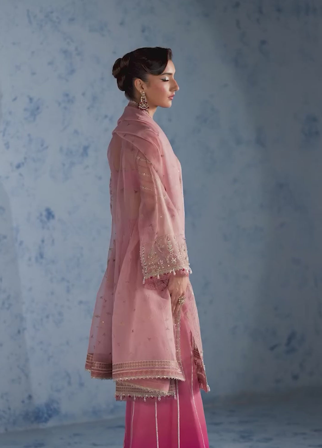 Amoris by Imran Ramzan Embroidered Organza 3 Piece Suit Ombre de Rose - Wedding Collection