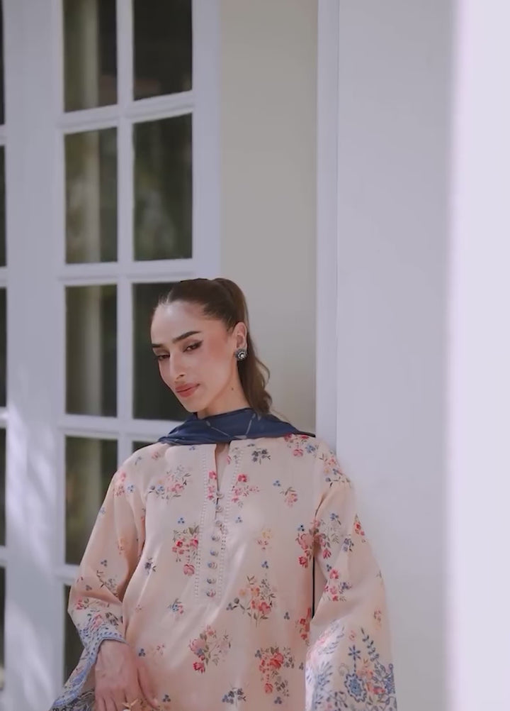 Nura by Sahar RTW Embroidered Cambric Co-Ord Sets Suit Peach Iced Tea Casual Collection