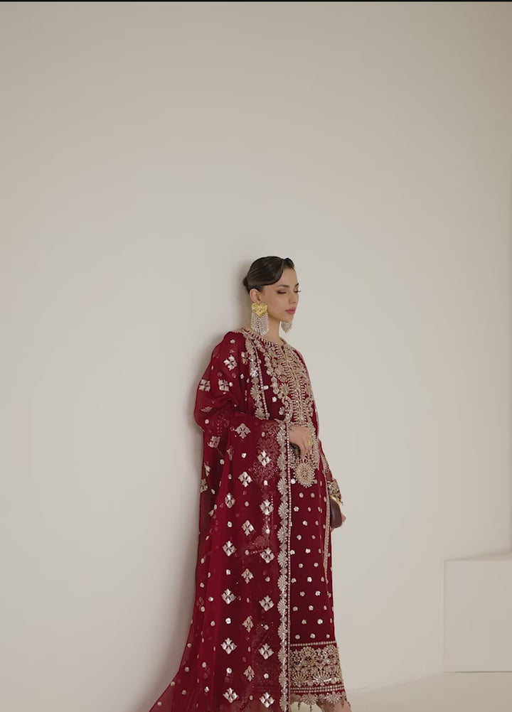 Aymal by Alizeh Fashion Handcrafted Unstitched Embroidered Chiffon 3 Pcs Suit AF26UAC 03-LIRA - Festive Collection