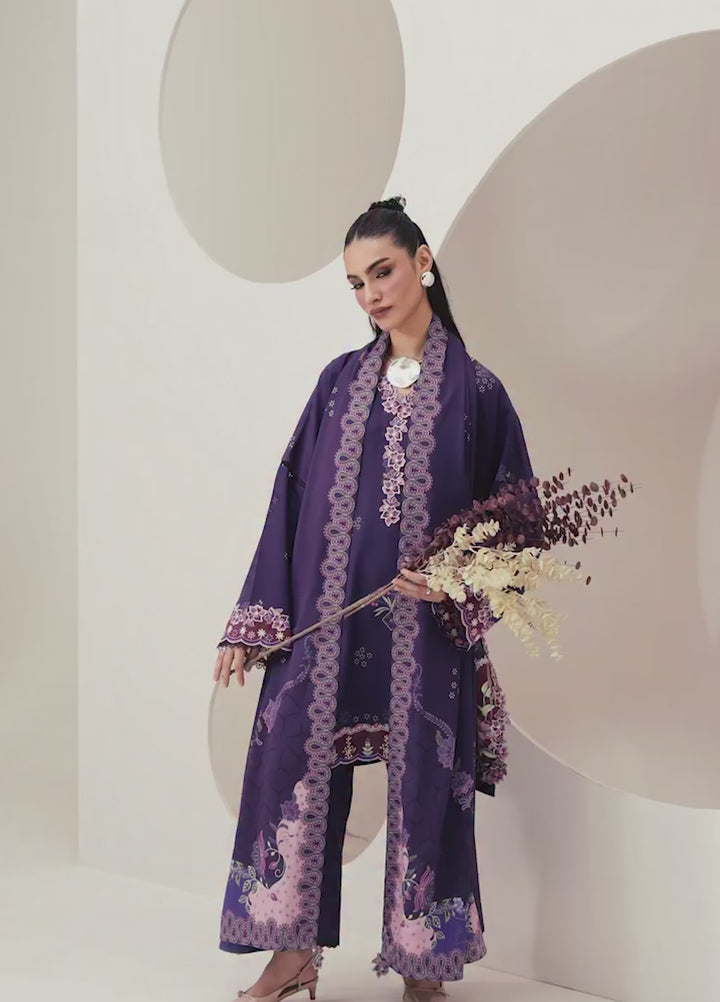 Q prints by Qalamkar Unstitched Embroidered Slub Linen 3 Piece Suit QLK26ULQ Ramsha QPW-09A - Winter Collection