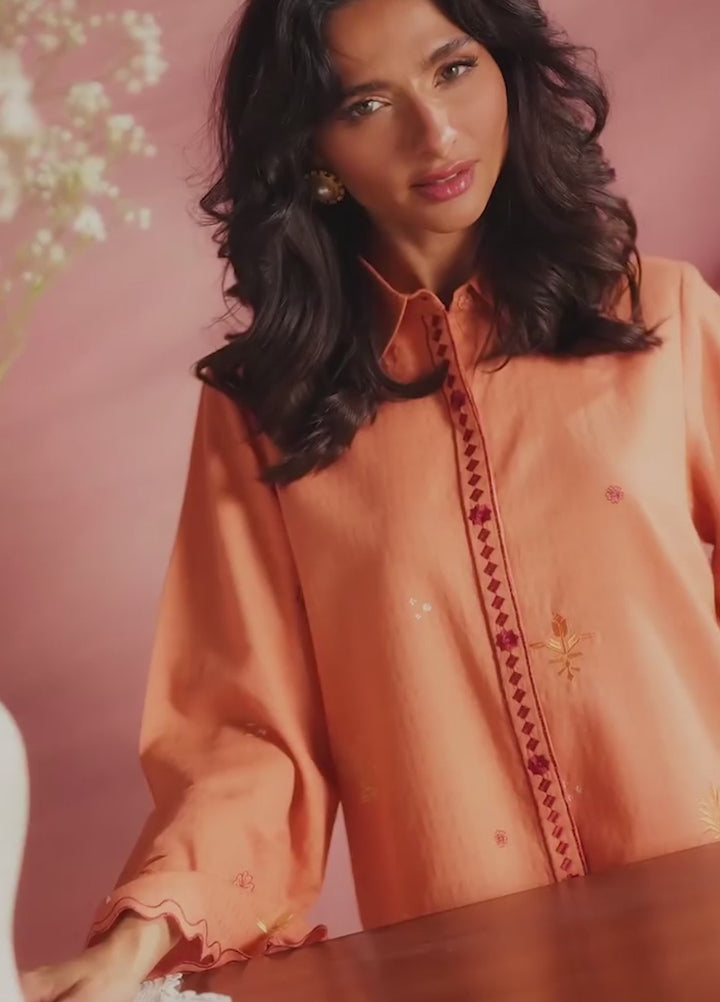 Sahar Women Embroidered Dobby 2 Piece Suit Citrus Bloom - Casual Collection