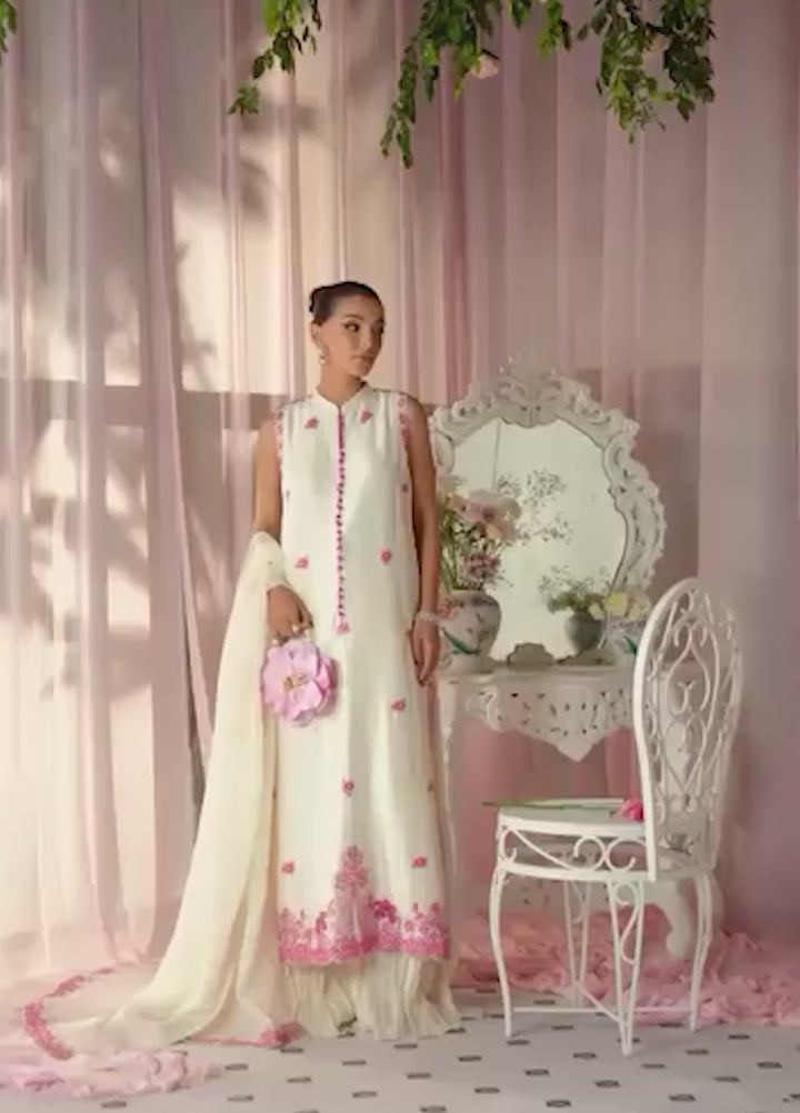 Sera From Nizka By Nida Rehan RTW Embroidered Khaddi Net 3 Piece Suit Ivora - Festive Collection