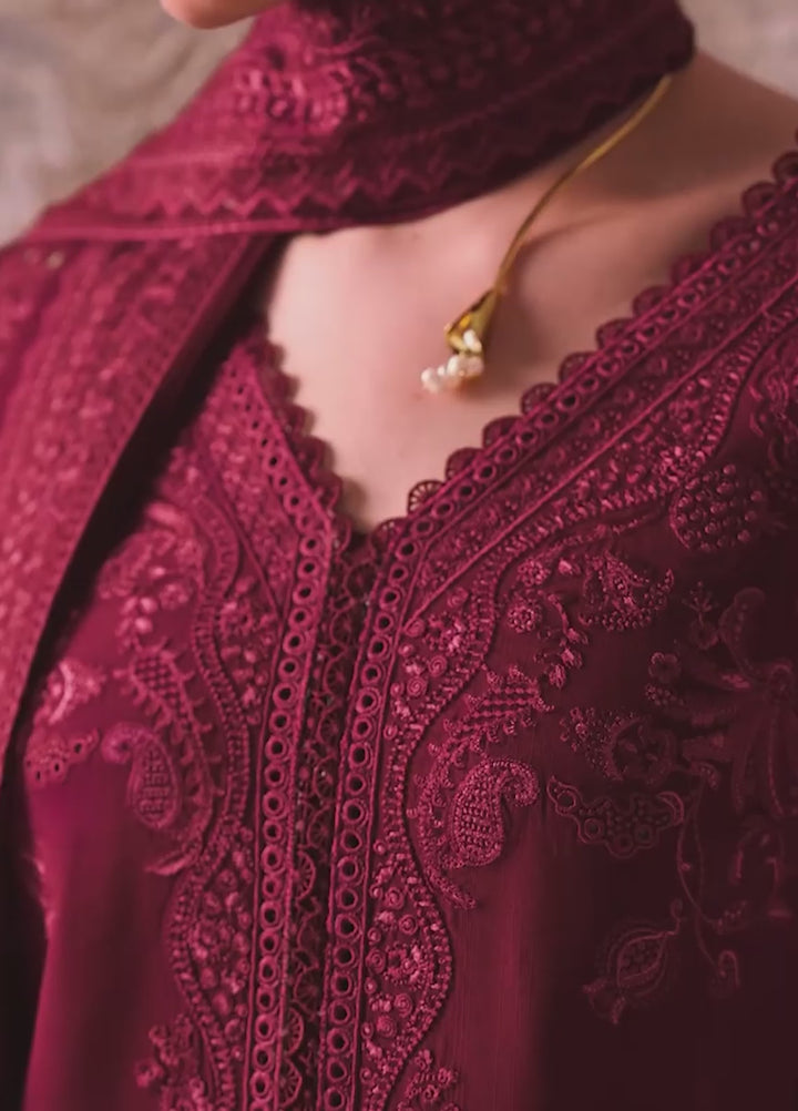 Q line by Qalamkar Unstitched Embroidered Slub Linen 3 Piece Suit QLK26UQL Neirah QLW-08 - Winter Collection