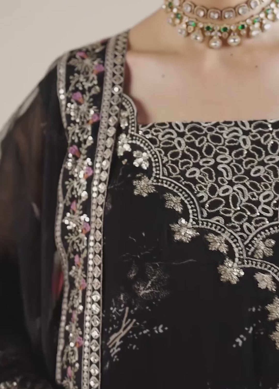 Amaya by Nureh Unstitched Embroidered Chiffon 4 Piece Suit NU26UCA AM-42 - Festive Collection