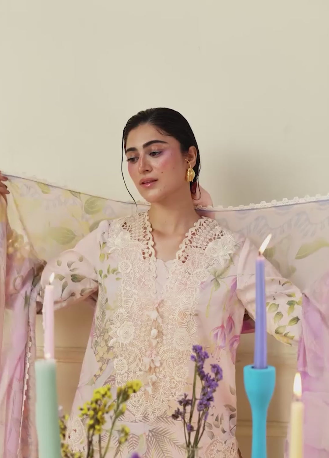 Soleil Hemline by Mushq Unstitched Printed Lawn 3 Piece Suit MU26USL Berry Creme HUNSS260311 - Festive Collection