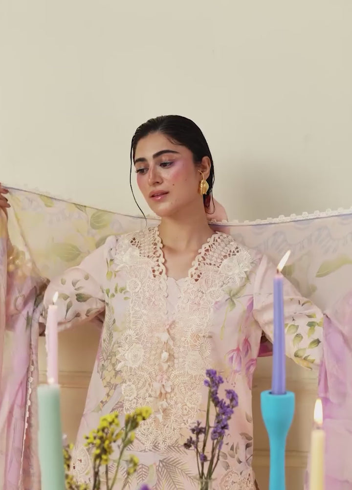 Soleil Hemline by Mushq Unstitched Printed Lawn 3 Piece Suit MU26USL Berry Creme HUNSS260311 - Festive Collection