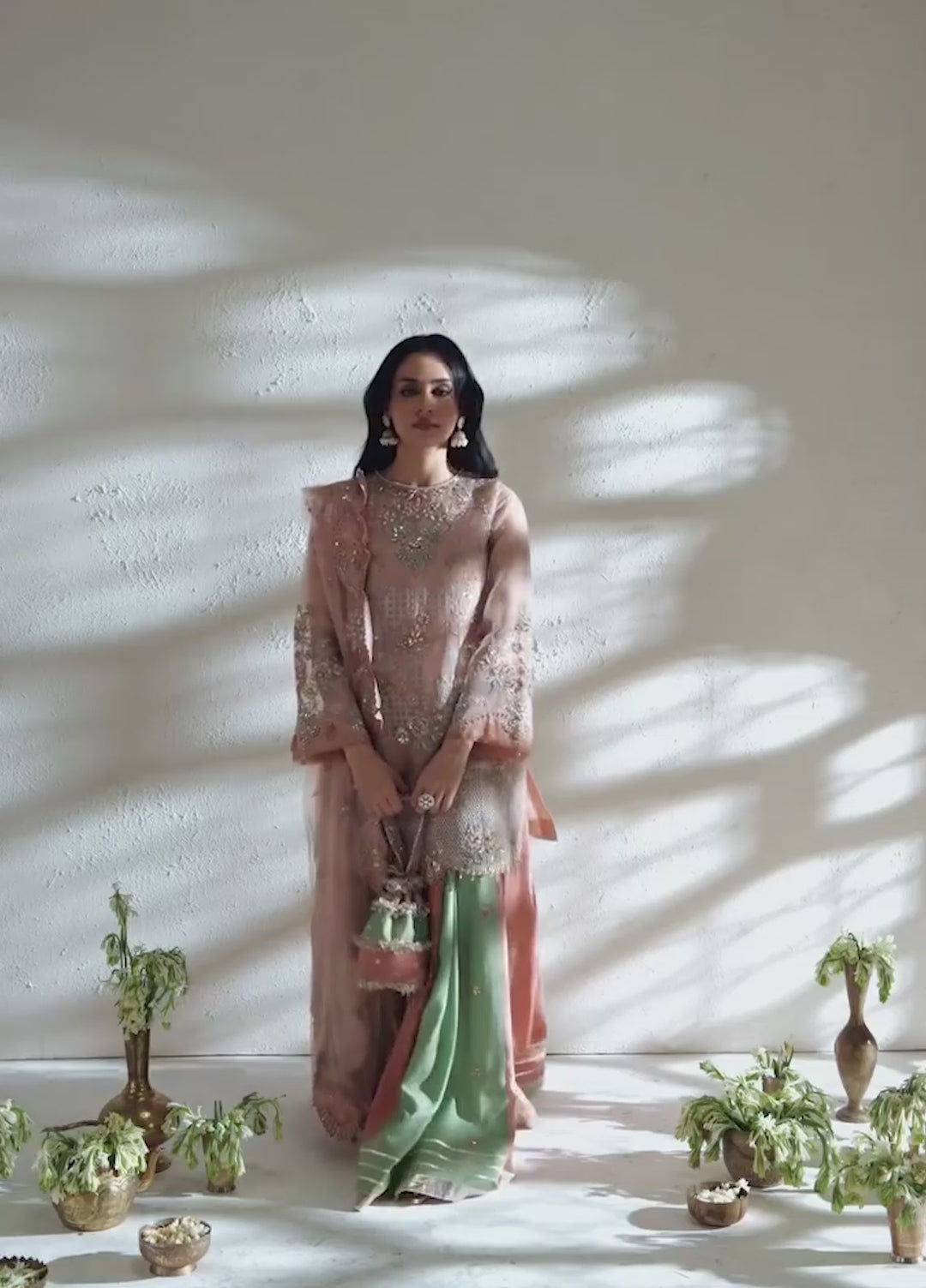 Vera Unstitched Embroidered Organza 3 Piece Suit VR26UWF Blush Pink - Wedding Collection
