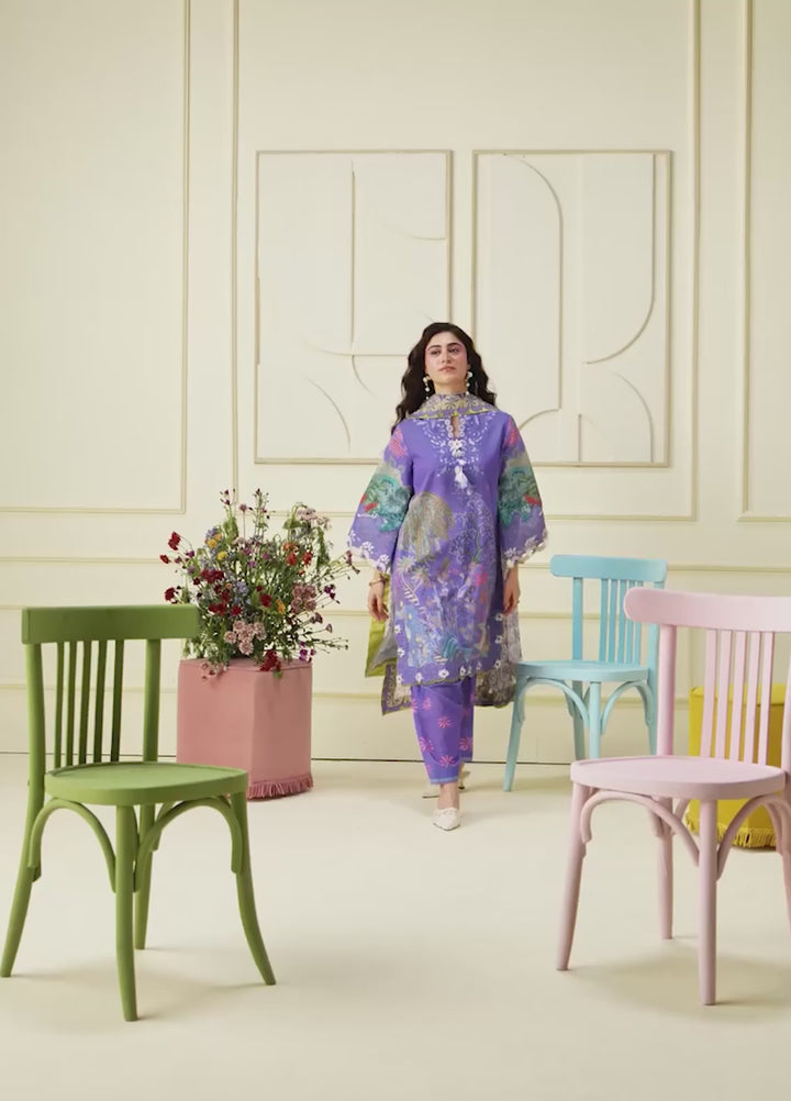 Soleil Hemline by Mushq Unstitched Printed Lawn 3 Piece Suit MU26USL Camellia Kiss HUNSS260307 - Festive Collection