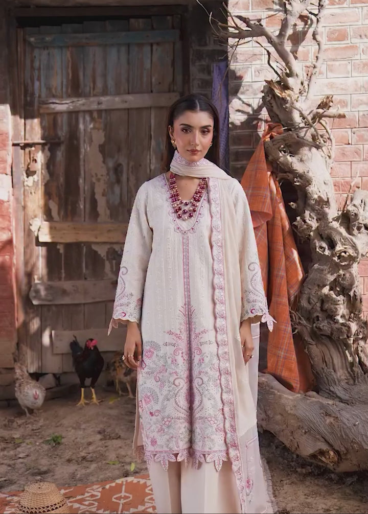 Aura of Flora by Zarizaa Unstitched Embroidered Luxury Lawn 3 Pcs Suit ZZ26UAFL ZA10-3ULE04W-2602 LOTUS - Summer