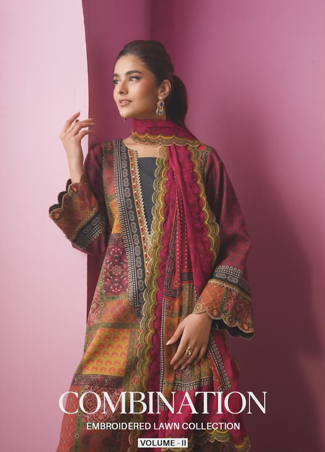 Combination by Charizma Unstitched Embroidered Lawn 3 Piece Suit CHR26UCL CC6-16 - Summer Collection