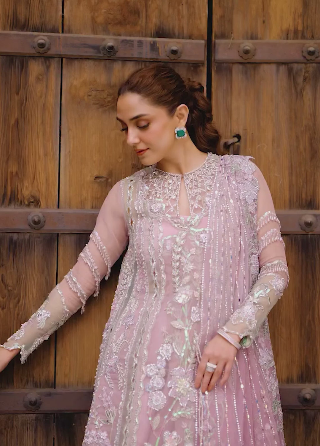 Crimson Unstitched Embroidered Organza 3 Piece Suit CR26UW D-4 Tilsam Lilac - Festive Collection