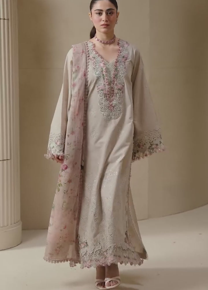 E-Craft by Elaf Unstitched Embroidered Lawn 3 Piece Suit EHC-6B Clay - Casual Collection