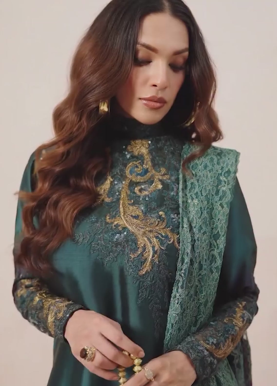 Eterna by Musferah Saad Pret Embroidered Tissue Silk 2 Piece Emerald Dusk - Festive Collection