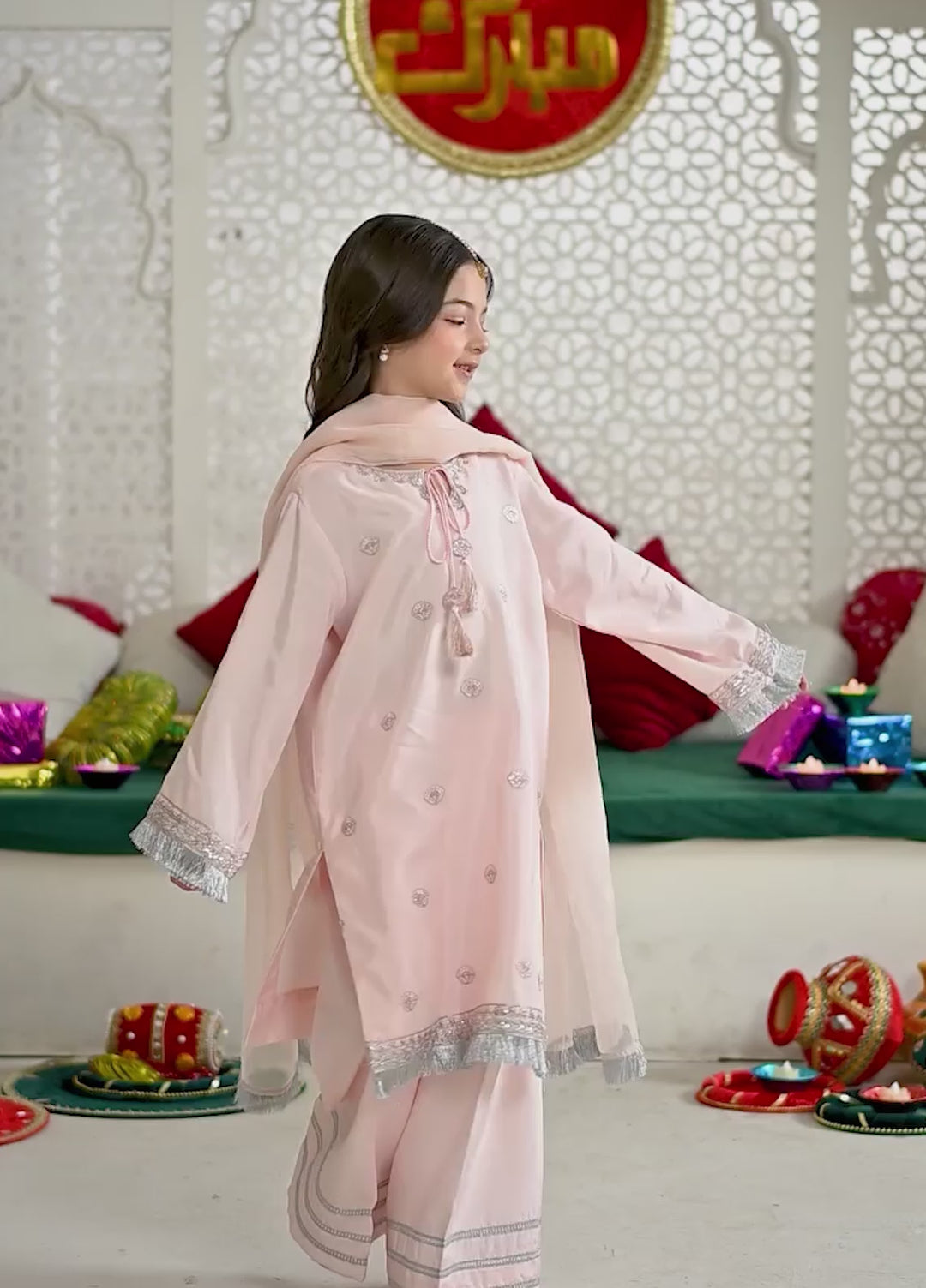 Mini Mefil by Pashmire RTW Embroidered Silk 3 Piece Suit Roshni Festive Collection