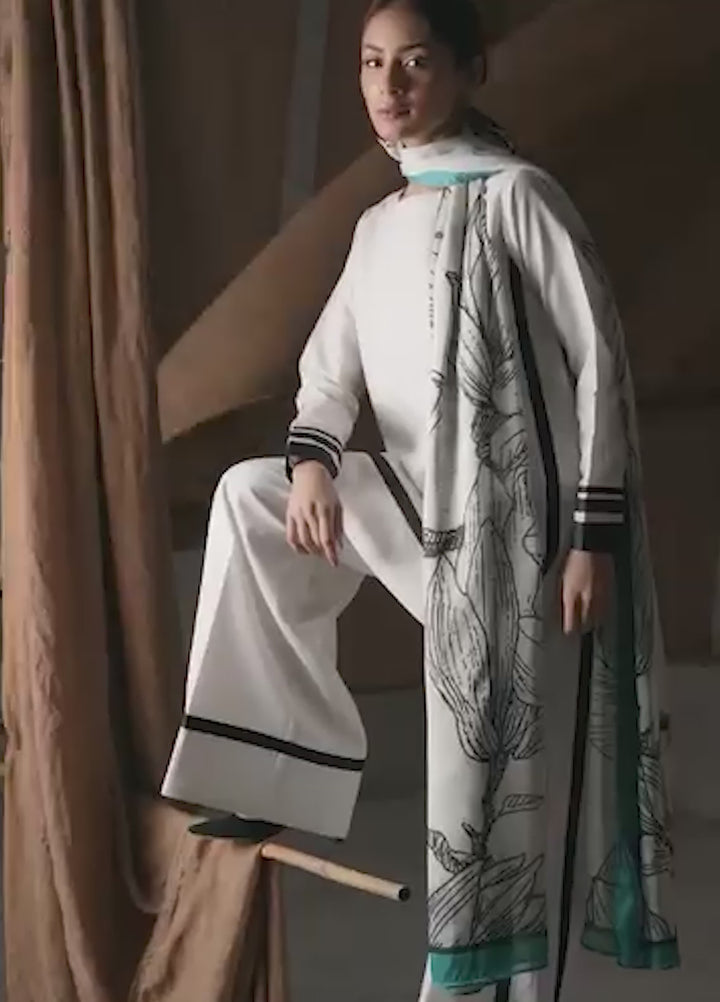 Ember Rose by Jahaan RTW Printed Lawn Silk 3 Piece Suit Fawn Casual Collection