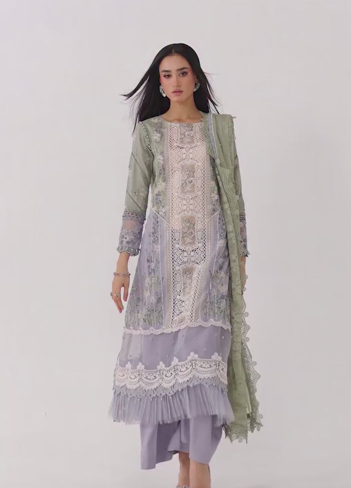 Maria B Unstitched Embroidered Luxury Lawn 3 Piece Suit MB26UEL 6B - Eid Collection