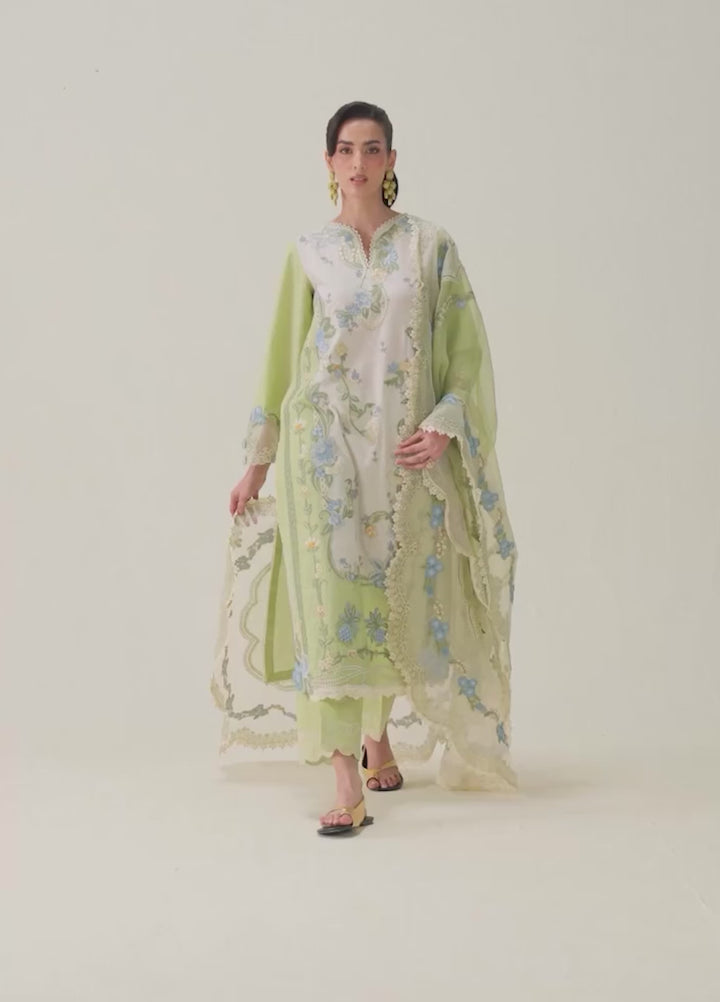 Maryam Hussain Unstitched Embroidered Lawn 3 Piece Suit MH26ULF Dimple - Festive Collection
