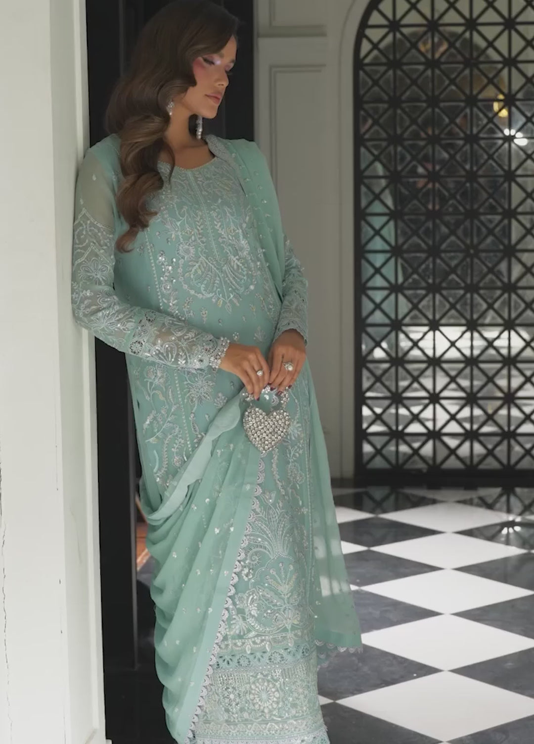 Maison d'or by Sahane RTW Embroidered Chiffon 3 Piece Suit CT-27004P DRIZZLE - Festive Collection