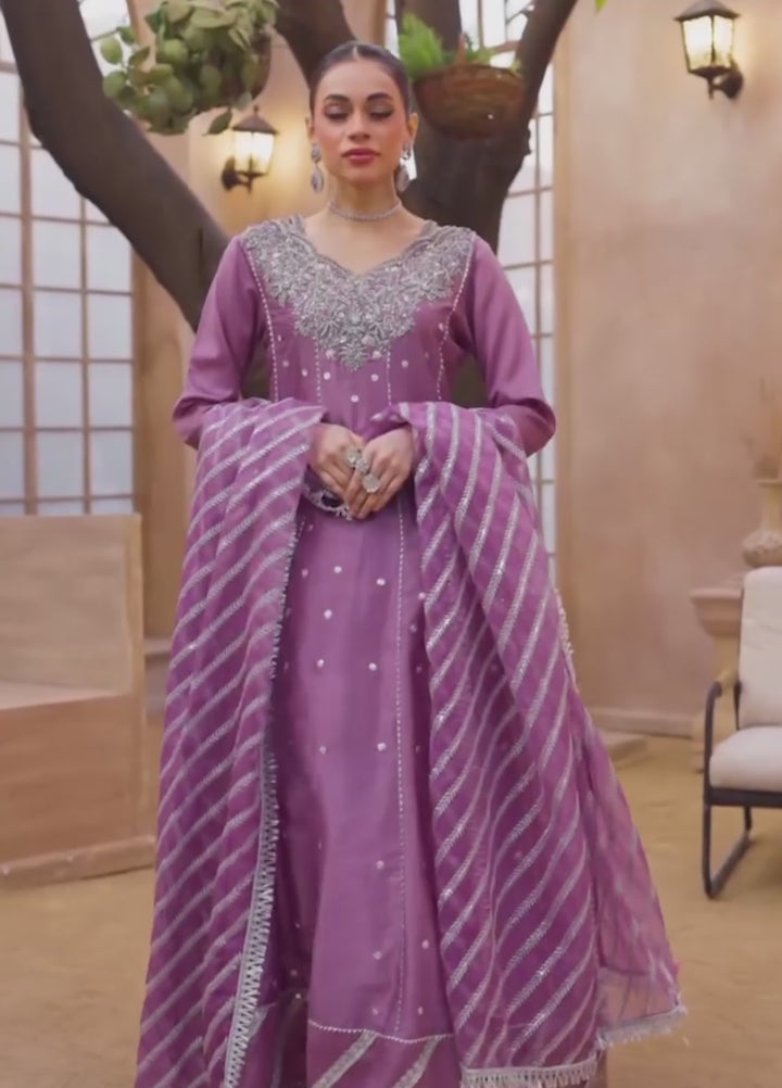 Afsana e Noor by Ibraysha RTW Hand work Raw Silk 3 Piece Suit Mahtab-E-Kasni - Wedding Collection