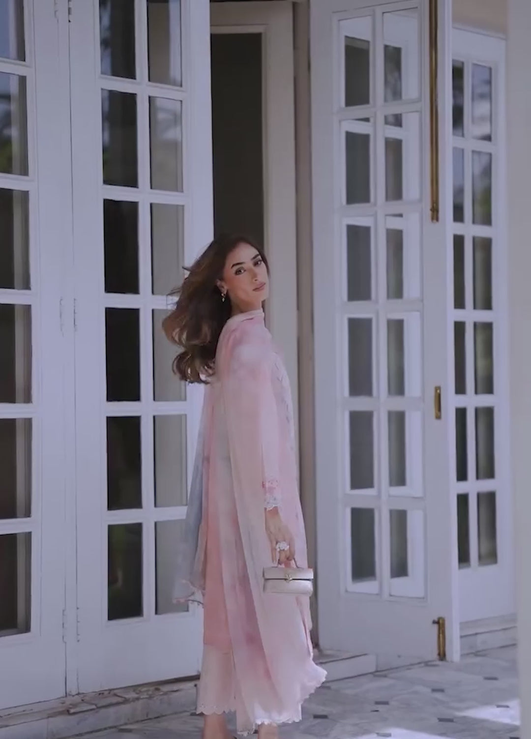 Nura by Sahar RTW Embroidered Cambric Co-Ord Sets Suit Blush Macaron Casual Collection
