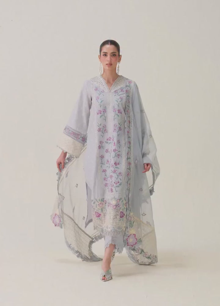 Maryam Hussain Unstitched Embroidered Lawn 3 Piece Suit MH26ULF Pari - Festive Collection
