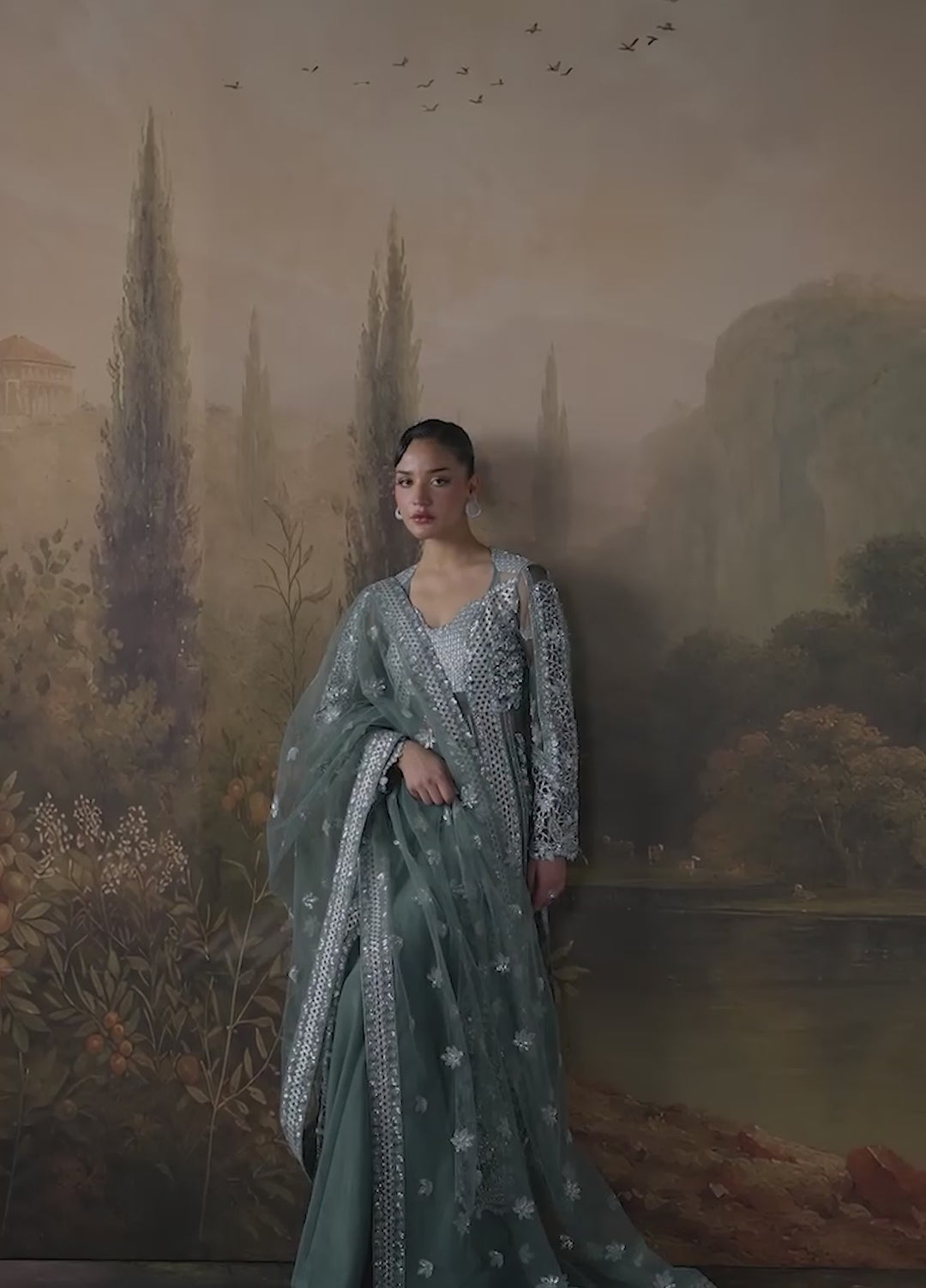 La Fuchsia by Afrozeh Unstitched Hand work Organza 3 Piece Suit AF26ULF Crescent FWU-0079 - Wedding Collection