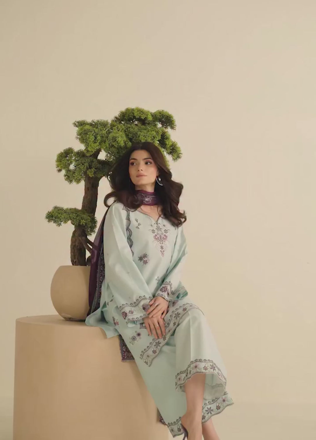 Mistfall by Panache Apparel RTW Embroidered Cotton 3 Piece Suit mirelle Eid Collection