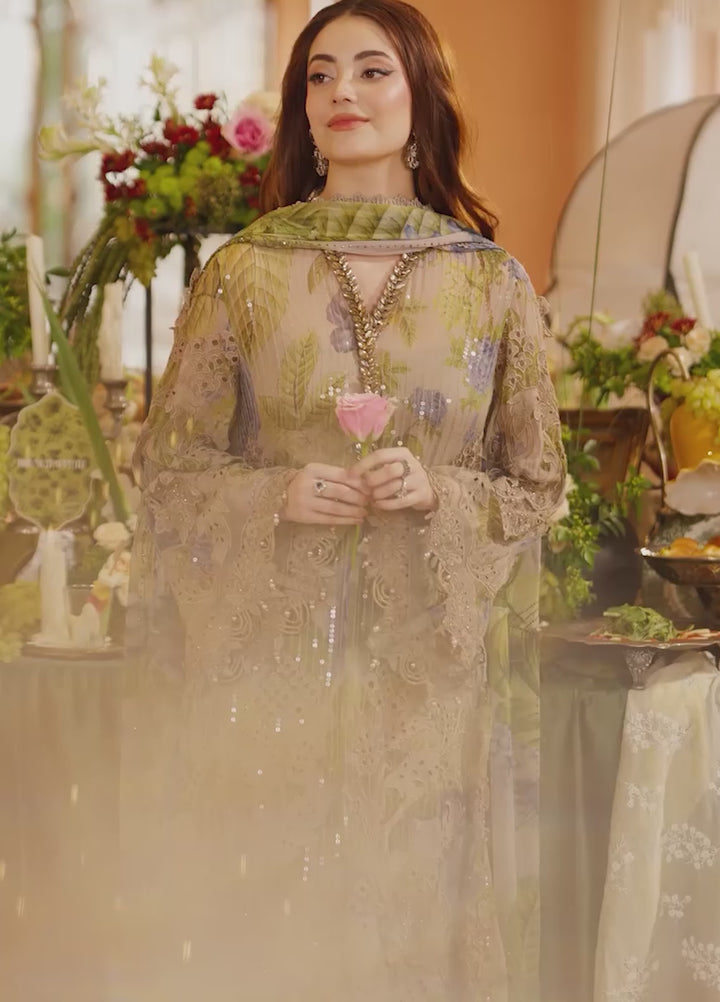 Maria B Unstitched Embroidered Chiffon 3 Piece Suit MB26UCF D3 - Festive Collection