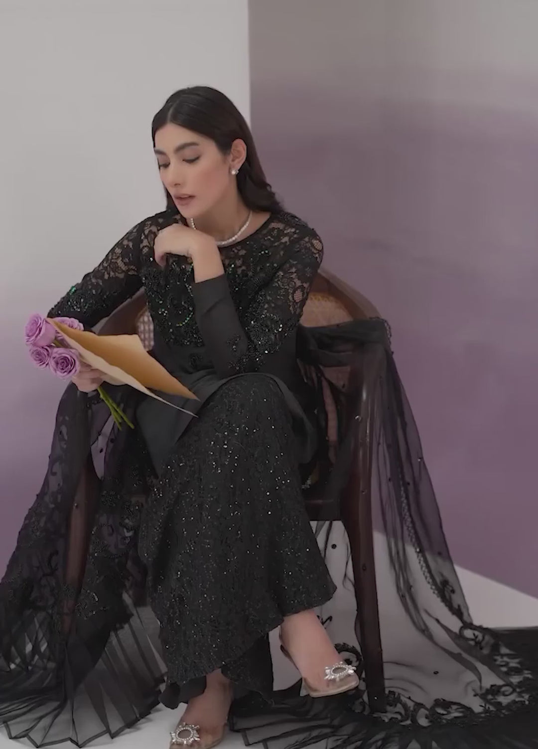 Jamnii Pret Embroidered Raw Silk 3 Piece Suit Mah E Doran