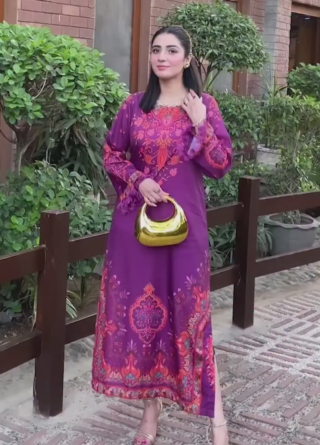 Mataish Women RTW Printed Crepe 1 Piece Suit Violet Mirage - Festive Collection