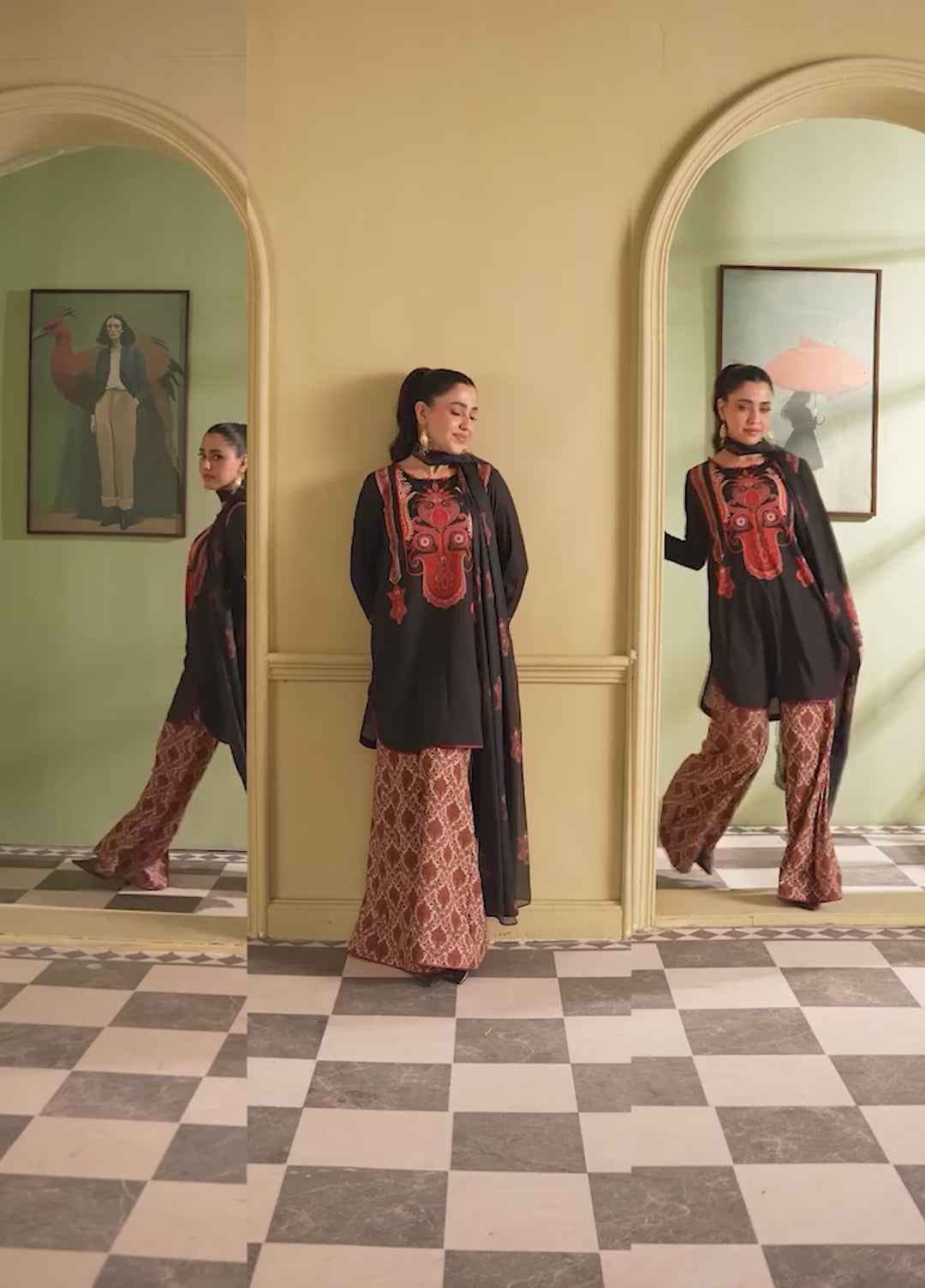 Retro by Maria Osama Khan RTW Printed Grip 3 Piece Suit MOK26PR Fiora - Casual Collection